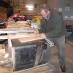 Hand distressing a custom moulding job Hand distressed douglas fir molding