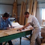 Lavern and Jamie hand scraping our flooring hand scraped douglas fir flooring