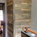 Blue pine accent wall