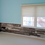 Grey wood walls