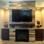 recycled pallet wood fireplace