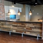 reclaimed pallet wood bar front