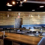 Blue pine slat wall