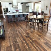 Circle-sawn Douglas fir flooring installed in a home from the Mountain Collection