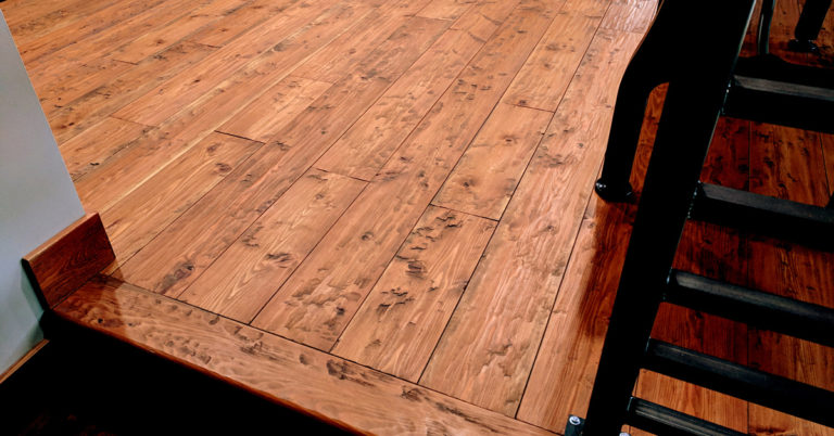 hand hewn wood flooring