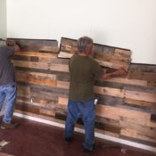 Install prefab Reclaimed wood wall panel