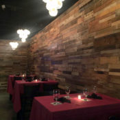 restaurant reclaimed wood wall