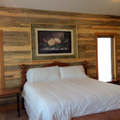 blue stain pine bedroom wall