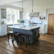 dark brown hand scraped flooring