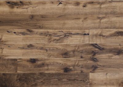 Fumed white oak flooring featured in a Mountain Modern home interior
